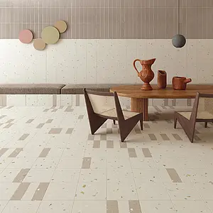 Grundflise, Effekt terrazzo, Farve beige, Glaseret porcelænsstentøj, 20x20 cm, Overflade skridsikker