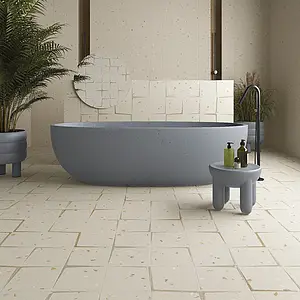 Effect terrazzo, Color beige, Background tile, Glazed porcelain stoneware, 20x20 cm, Finish antislip 