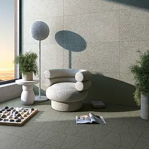 Grundflise, Effekt beton, Farve grå, Glaseret porcelænsstentøj, 60x120 cm, Overflade mat