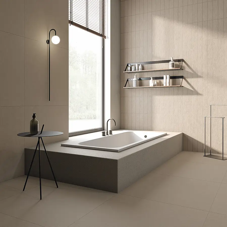 Basistegels, Look andere soorten steen, Kleur beige,grijze, Geglazuurde porseleinen steengoed, 80x80 cm, Oppervlak mat