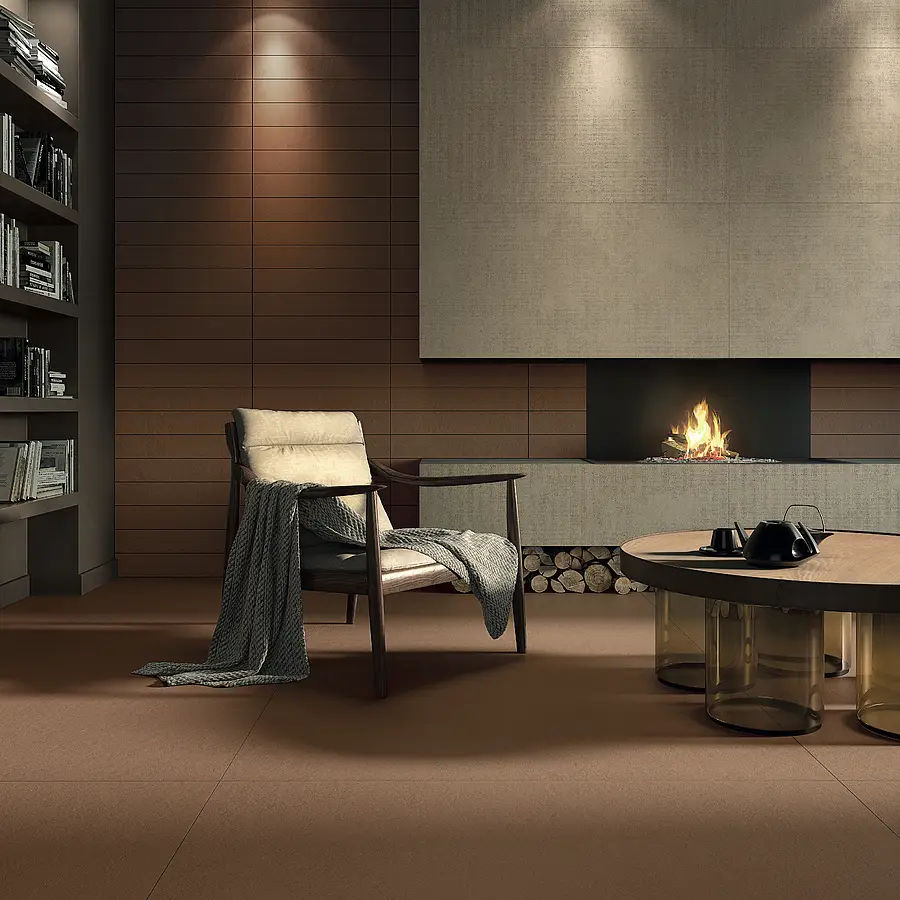 Background tile, Effect other stones, Color brown, Glazed porcelain stoneware, 10x59.3 cm, Finish matte