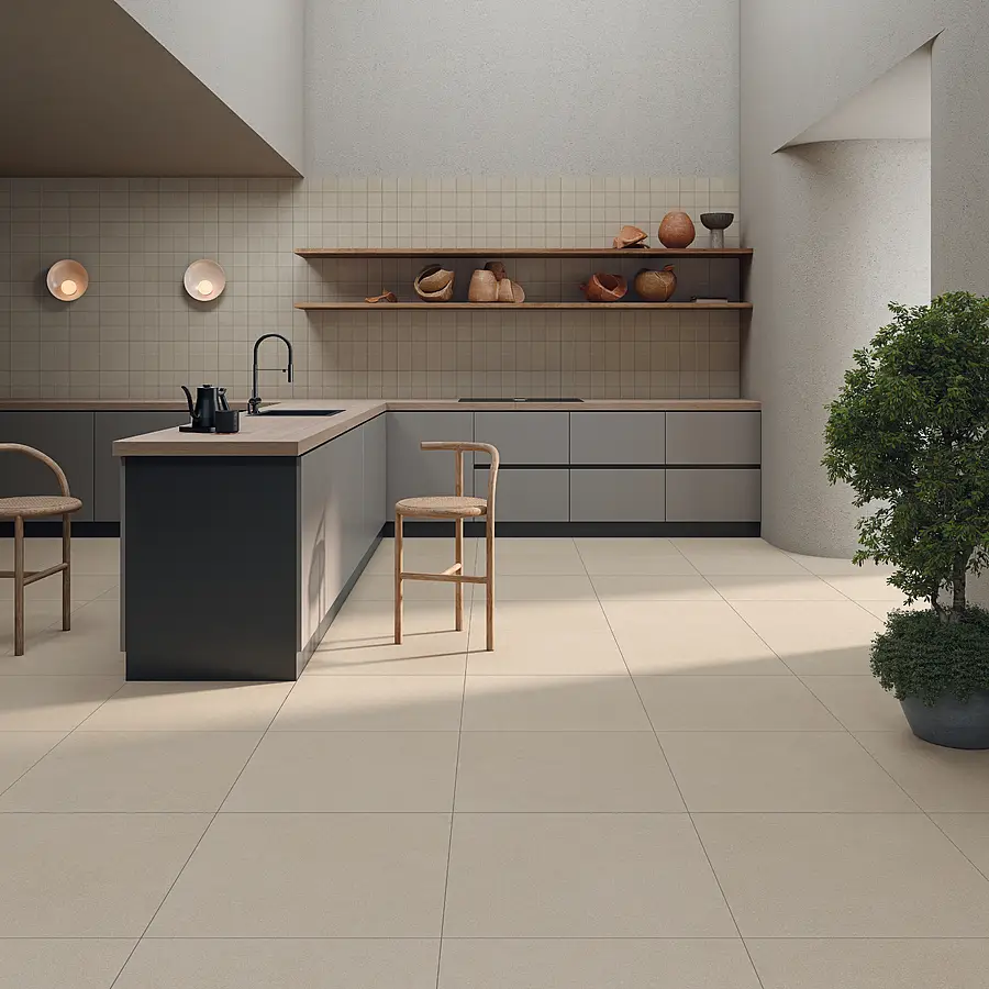 Azulejo de fundo, Efeito outras pedras, Cor bege,cinzento, Grés porcelânico vidrado, 60x60 cm, Superfície mate