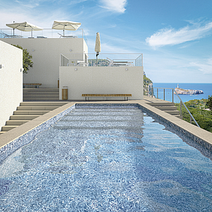 Background tile, Effect concrete, Color navy blue, Glazed porcelain stoneware, 29.3x29.3 cm, Finish matte