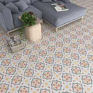 Effect terrazzo, Color white, Background tile, Glazed porcelain stoneware, 20x20 cm, Finish matte