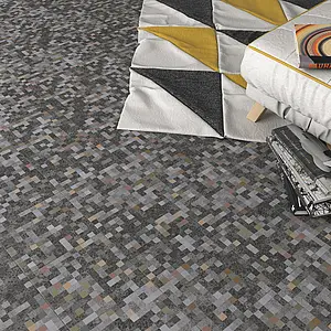 Bakgrundskakel, Textur cementmosaik, Färg svart, Glaserad granitkeramik, 20x20 cm, Yta matt