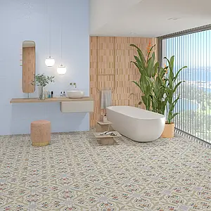 Background tile, Effect terrazzo, Color white, Glazed porcelain stoneware, 20x20 cm, Finish matte