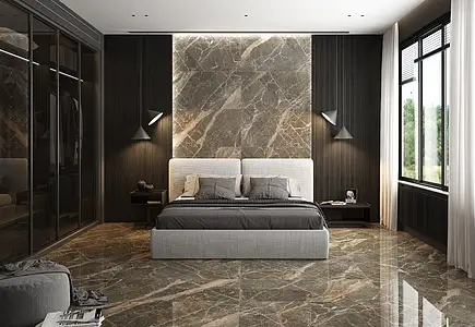 Carrelage, Effet pierre, Teinte brune, Grès cérame émaillé, 60x120 cm, Surface polie