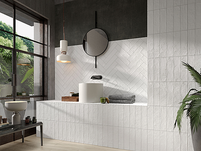 Background tile, Effect brick,unicolor, Color white, Ceramics, 7.5x30 cm, Finish matte