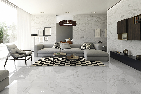 Background tile, Effect stone,carrara, Color white, Glazed porcelain stoneware, 60x60 cm, Finish glossy