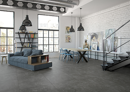 Grundflise, Effekt beton, Farve grå, Glaseret porcelænsstentøj, 60x60 cm, Overflade skridsikker