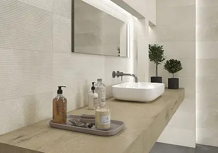 Background tile, Effect concrete, Color white, Ceramics, 25x75 cm, Finish matte