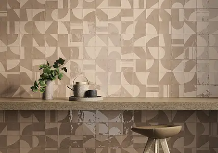 Background tile, Effect concrete, Color brown, Style patchwork, Glazed porcelain stoneware, 15x15 cm, Finish matte