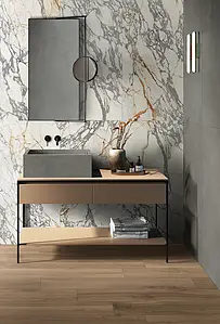 Background tile, Effect stone,other marbles, Color white, Glazed porcelain stoneware, 60x120 cm, Finish semi-polished