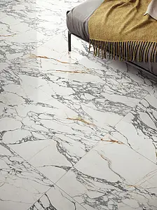 Grundflise, Effekt sten,other marbles, Farve hvid, Glaseret porcelænsstentøj, 60x120 cm, Overflade semi-poleret