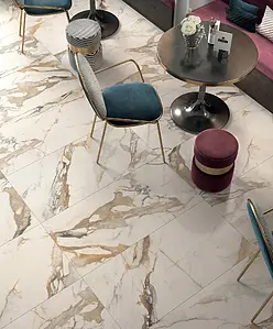 Grundflise, Effekt sten,other marbles, Farve beige, Glaseret porcelænsstentøj, 60x120 cm, Overflade skridsikker