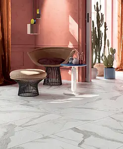 Background tile, Effect stone,statuario, Color white, Glazed porcelain stoneware, 60x60 cm, Finish antislip