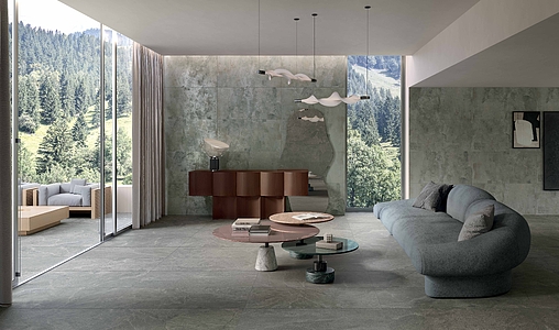 Background tile, Effect slate, Color green,grey, Glazed porcelain stoneware, 60x120 cm, Finish antislip