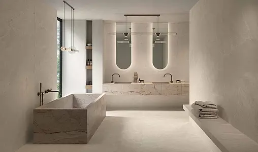 Grundflise, Effekt skifer, Farve beige, Glaseret porcelænsstentøj, 120x120 cm, Overflade skridsikker