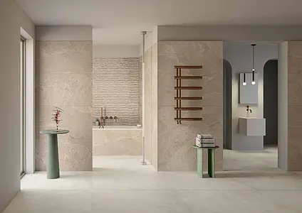 Grundflise, Effekt skifer, Farve beige, Glaseret porcelænsstentøj, 60x120 cm, Overflade skridsikker
