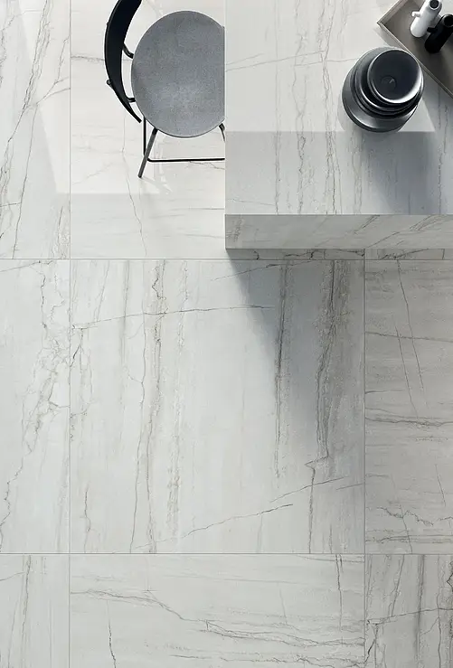 Background tile, Effect stone,other marbles, Color white, Glazed porcelain stoneware, 120x280 cm, Finish polished