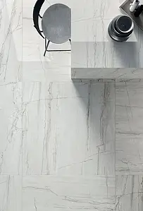Carrelage, Effet pierre,autres types de marbre, Teinte blanche, Grès cérame émaillé, 120x270 cm, Surface polie