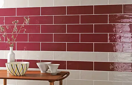 Background tile, Effect brick,unicolor, Color red, Ceramics, 10x30 cm, Finish glossy