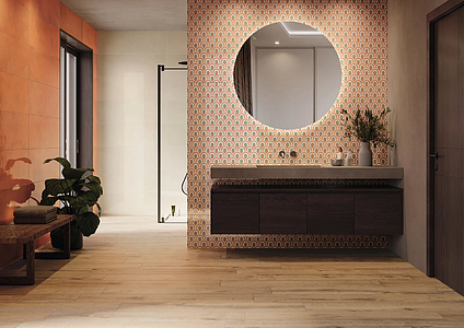 Background tile, Effect unicolor, Color orange, Ceramics, 33.3x100 cm, Finish glossy