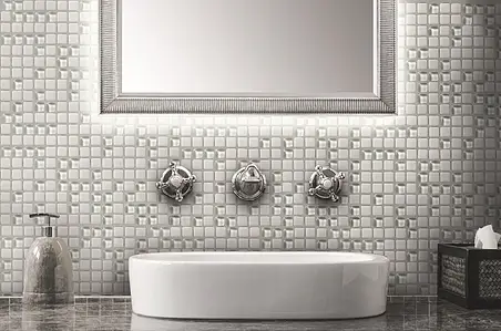 Mozaika, Kolor biały, Szkło, 30.5x30.5 cm, Powierzchnia matowa