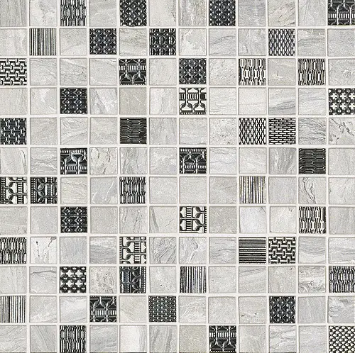 Ascot Ceramiche, Gemstone, 02GNMG11_MosaicoGemstoneWhite/SilverDec.