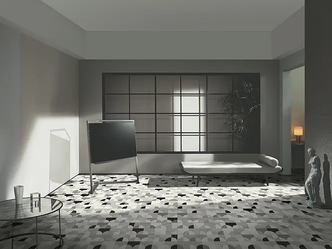 Pavimento PVC Effetto Piastrelle Damier | Bianco/Nero A Quadri | 200x300cm | Adesivo - Foto 6