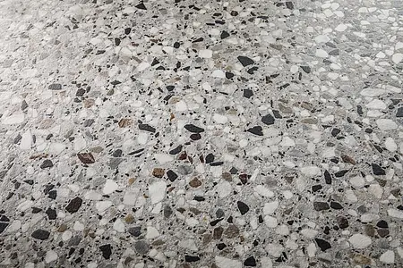 Carrelage, Effet terrazzo, Teinte grise, Grès cérame émaillé, 59.5x59.5 cm, Surface antidérapante