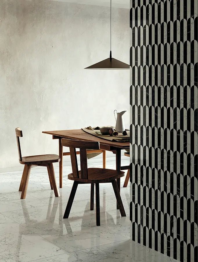 Mosaic tile, Effect stone,statuario, Color grey, Glazed porcelain stoneware, 23x32 cm, Finish polished