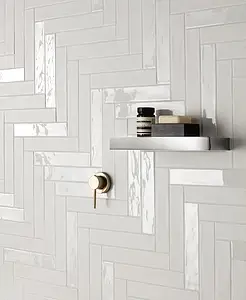 Background tile, Effect brick,unicolor, Color white, Ceramics, 5x25 cm, Finish matte