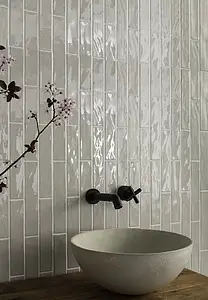Background tile, Effect unicolor, Color grey, Ceramics, 5x25 cm, Finish glossy