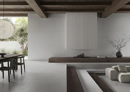 Background tile, Effect concrete, Color white, Glazed porcelain stoneware, 120x120 cm, Finish antislip