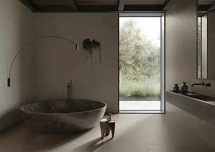 Background tile, Effect concrete, Color brown, Glazed porcelain stoneware, 120x120 cm, Finish antislip