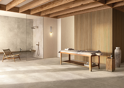 Background tile, Effect limestone, Color beige, Glazed porcelain stoneware, 120x280 cm, Finish Honed