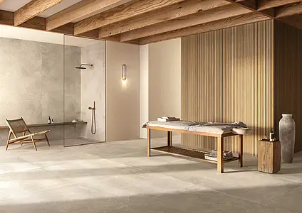 Background tile, Effect limestone, Color beige, Glazed porcelain stoneware, 120x280 cm, Finish Honed