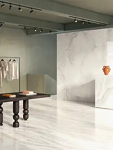 Background tile, Effect onyx, Color white, Glazed porcelain stoneware, 120x280 cm, Finish Honed