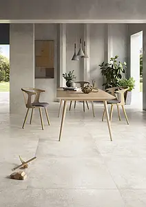 Effekt beton, Farve hvid, Grundflise, Glaseret porcelænsstentøj, 90x90 cm, Overflade skridsikker