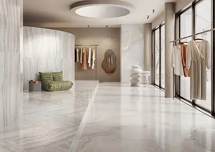 Background tile, Effect onyx, Color white, Glazed porcelain stoneware, 60x120 cm, Finish semi-polished