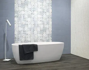 Background tile, Color grey,sky blue, Style patchwork, Ceramics, 25x75 cm, Finish matte