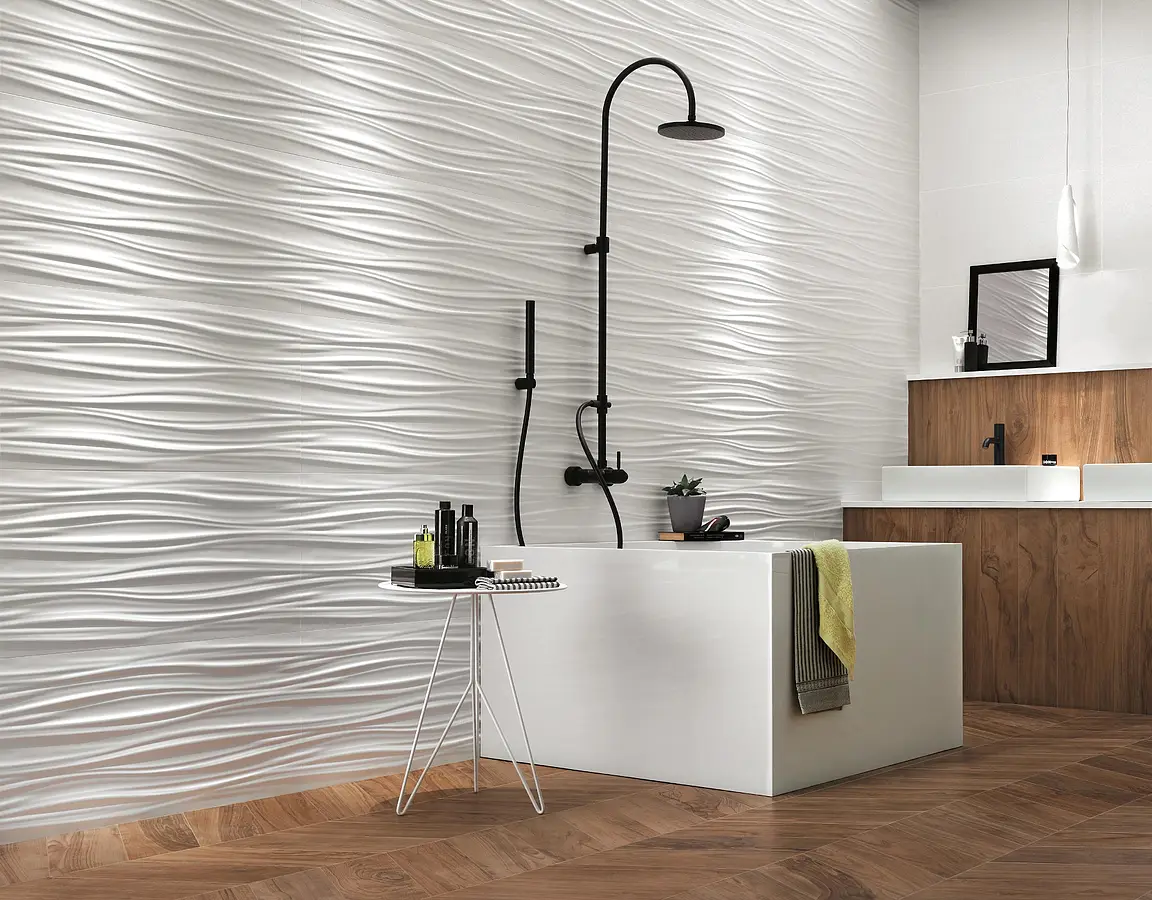 Background tile, Effect unicolor, Color white, Ceramics, 40x80 cm, Finish matte