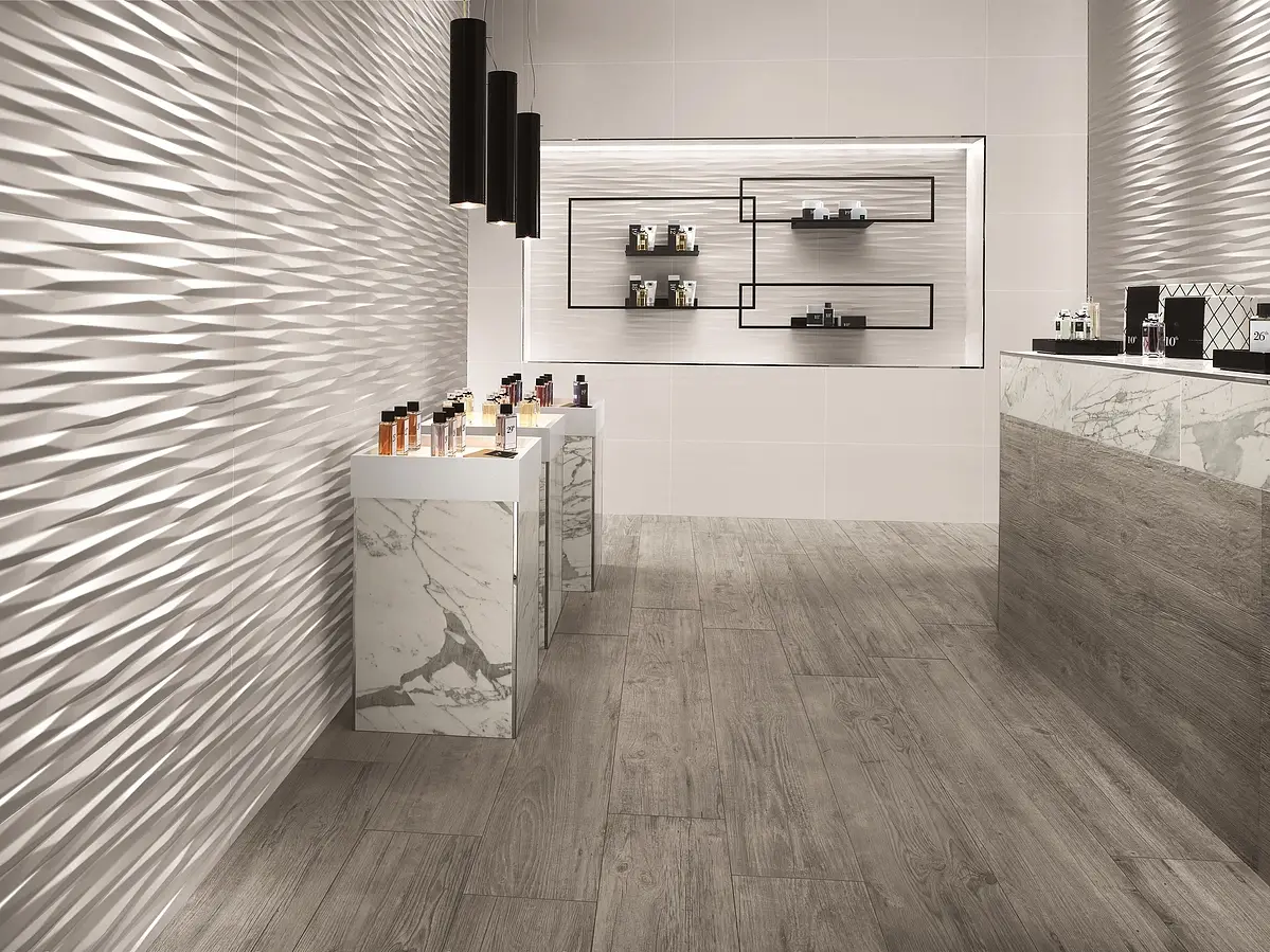 Background tile, Effect unicolor, Color white, Ceramics, 40x80 cm, Finish matte