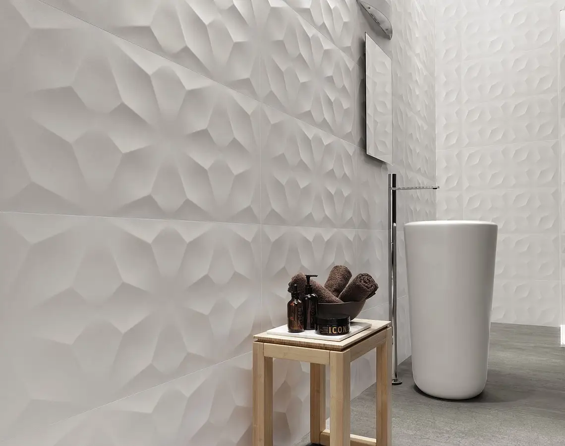 Background tile, Effect unicolor, Color white, Ceramics, 40x80 cm, Finish matte