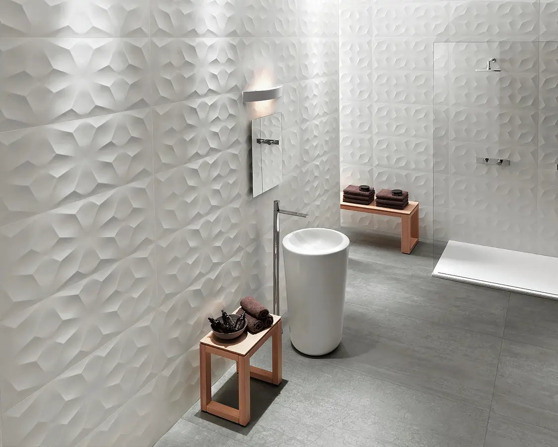 Background tile, Effect unicolor, Color white, Ceramics, 40x80 cm, Finish matte