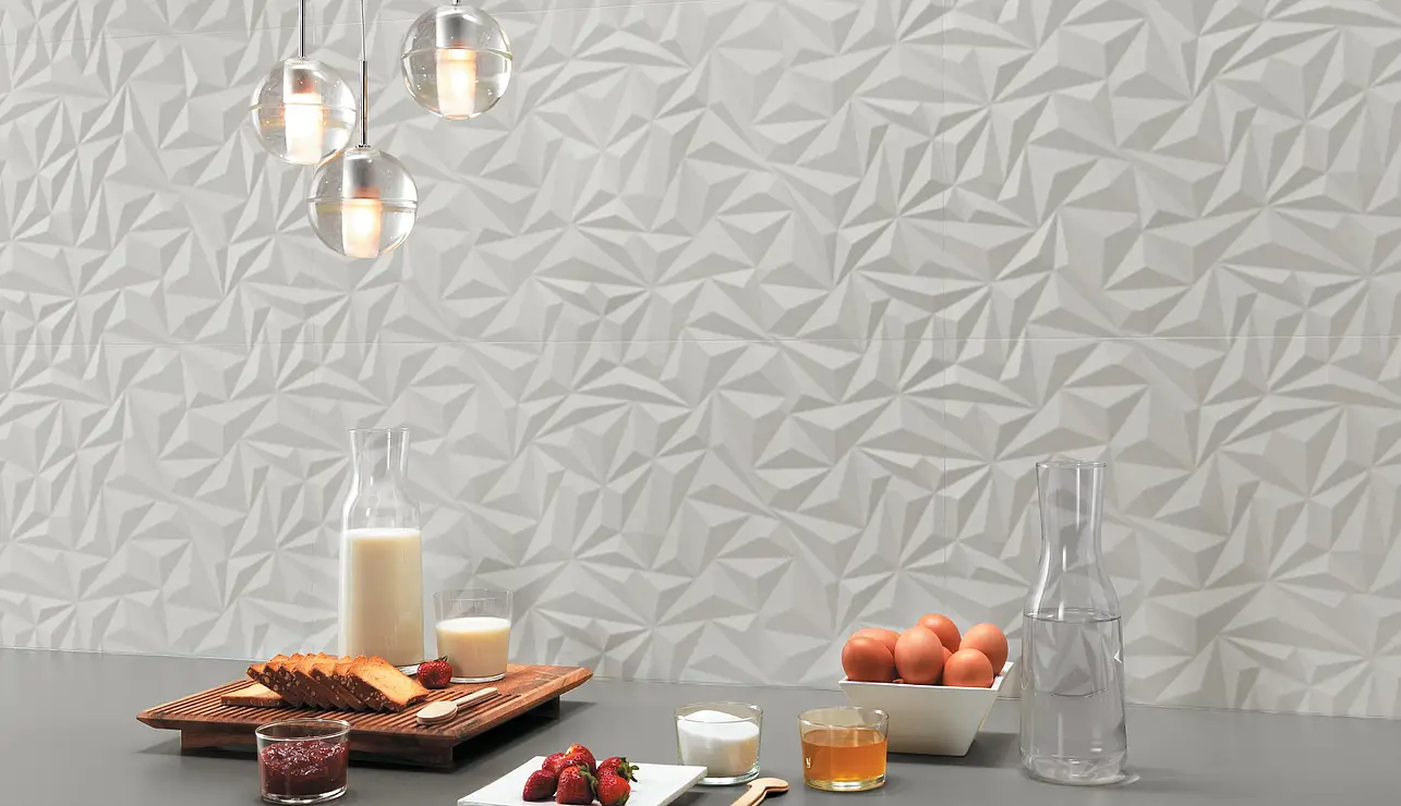 Background tile, Color white, Ceramics, 40x80 cm, Finish matte