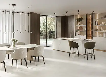 Grundflise, Effekt beton, Farve hvid, Uglaseret porcelænsstentøj, 120x120 cm, Overflade skridsikker