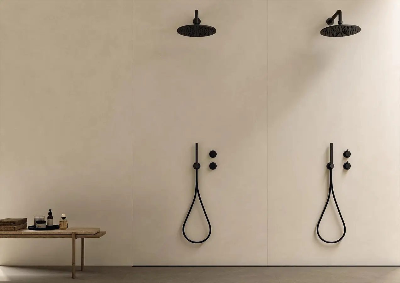 Background tile, Effect concrete, Color beige, Style designer, Unglazed porcelain stoneware, 120x278 cm, Finish matte