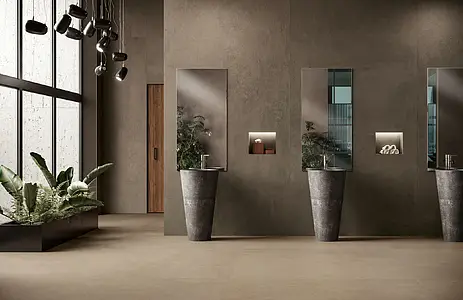 Background tile, Effect concrete, Color grey,brown, Unglazed porcelain stoneware, 160x320 cm, Finish matte